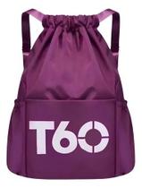 Bolso T60 Roxo Dobrável Multiuso Escola Praia Fitness