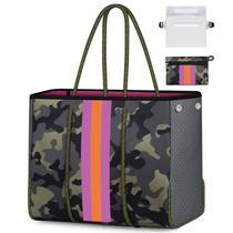 Bolso tote grande de neopreno IBFUN multipropósito para playa verde