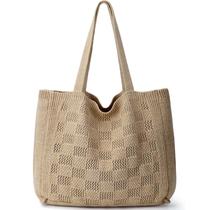 Bolso tote tejido a crochet para mujer, grande, estético para playa