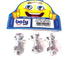 Boly 3 Parafusos Sextavados Rosca Máquina Zincados 5/16" x 1" + 3 Porcas e Arruelas