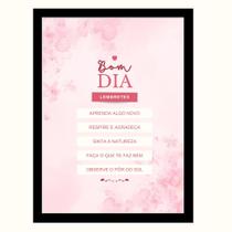 "Bom dia Lembretes Aprenda algo novo".Quadro Decorativo