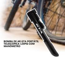 Bomba Ar Mini 120psi Telescópica Manometro GTA Preta Calibrador Pneu Bicicleta Bombinha Portátil Leve Pequena