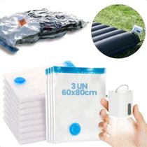 Bomba Branca Com Lanterna e Sacos a Vácuo 60x80cm Organizador de Mochila Bolsa Roupas Bomba Branca Com Lanterna e Sacos a Vácuo 60x80cm Organizador de Mochila Bolsa Roupas