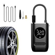 Bomba Calibrador De Encher Pneu De Carro Bike Moto Digital Elétrica Portátil 2000 mAh sem fio