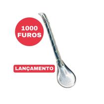 Bomba Chimarrão Art Curva Bojo 1000 FUROS Bocal 19cm Inox - Bortonaggio