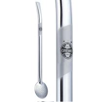 Bomba Chimarrão Grêmio Aço Inox Fixa Bojo Redondo Oficial