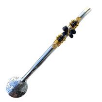 Bomba Chimarrão Tereré Inox 304 Banho Prata 24cm Bom Mate