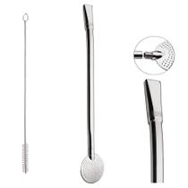 Bomba Chimarrão Tereré Mate 25cm Inox Lisa Abaulada Com Rosca Escova - 613 Taumer