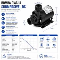 Bomba Dagua Solar, Aquario, Alta Pressão 12v ou 24v Dc 19w Bomba Dagua Solar, Aquario, Alta Pressão 12v ou 24v Dc 19w