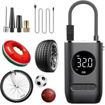 Bomba de Ar Eletrica Digital Encher Pneu Carro Moto Bike Bola Mini Calibrador de Ar Portatil
