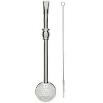 Bomba de Chimarrão 19cm Bojo Plano 800 Furos Inox 304 Detalh Bomba de Chimarrão 19cm Bojo Plano 800 Furos Inox 304 Detalh