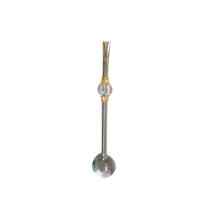 Bomba de Chimarrão Capellani em Inox com Pedra Acrílica Transparente e Anel Dourado Bojo Fixo Bomba de Chimarrão Capellani em Inox com Pedra Acrílica Transparente e Anel Dourado Bojo Fixo