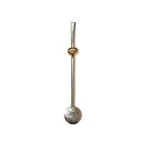 Bomba de Chimarrão Capellani em Inox Coração Dourado Bojo Fixo Bomba de Chimarrão Capellani em Inox Coração Dourado Bojo Fixo