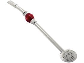 Bomba de Chimarrao Ilex em Inox com Rosca e Pedra Ágata Vermelha 25cm - Tramontina Bomba de Chimarrao Ilex em Inox com Rosca e Pedra Ágata Vermelha 25cm - Tramontina