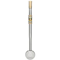 Bomba de Chimarrão Inox 25cm Mil Furos Brasão Bojo Rosca Escovinha Bortonaggio