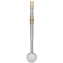 Bomba de Chimarrão Inox 25cm Mil Furos Brasão Bojo Rosca Escovinha Bortonaggio