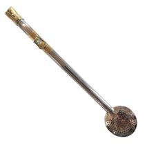 Bomba de Chimarrão Inox Banhada Ouro Brasão Rio Grande d Sul Bomba de Chimarrão Inox Banhada Ouro Brasão Rio Grande d Sul