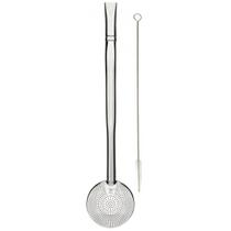 Bomba de Chimarrão Inox Bojo Mil Furos 21cm Bocal Simples Terere Lisa com Escovinha Bomba de Chimarrão Inox Bojo Mil Furos 21cm Bocal Simples Terere Lisa com Escovinha