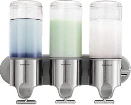 Bomba de chuveiro simplehuman Triple Wall Mount com 3 dispensadores de 450 ml Bomba de chuveiro simplehuman Triple Wall Mount com 3 dispensadores de 450 ml