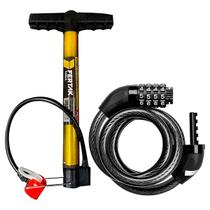 Bomba de encher pneu bola com cadeado segredo bike bicicleta kit ciclismo completo - Fertak