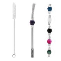 Bomba De Mola Com Rosca Pedra Decorativa Grande Para Tomar Chimarrão Tererê Em Aço Inox Cromado 25cm Desmontável