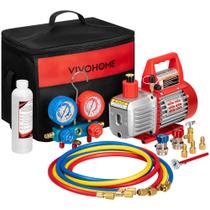 Bomba de Vacío de Aire VIVOHOME 110V 1/4 HP 3.5CFM con Manómetro