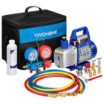 Bomba de vácuo de ar VIVOHOME 110V 1/4 HP 3.5CFM com kit de conjunto de medidores Bomba de vácuo de ar VIVOHOME 110V 1/4 HP 3.5CFM com kit de conjunto de medidores