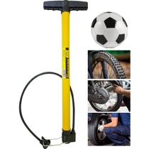 Bomba Encher Pneu Bicicleta Moto Bola Leve Resistente Cor Amarelo Alto Desempenho