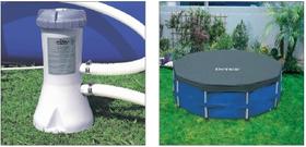 BOMBA FILTRANTE INTEX 2006 LH 110v + CAPA INTEX 3,66 M ESTRUTURAL