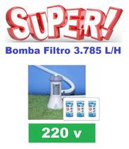 Bomba Filtrante Piscina Intex 3785 L/H 220v + 03 Filtros ( 2 + 1 )