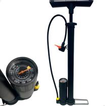Bomba Manual de Ar com Manômetro Profissional Alta Pressão 160 PSI