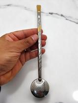 Bomba Mate Chimarrão inox slim Torcida e com Chapinha de gravação em ouro 24k