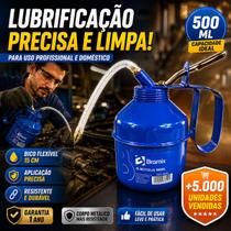 Bomba Óleo Almotolia Metálica 500ml Bramix C/ Bico Flexível Para Lubrificação Oficinas Mecânicas