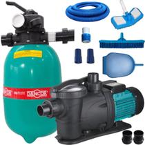 Bomba p/piscina 1/3CV Dancor C/Filtro DFR12 30.000L + KIT