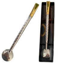 Bomba para Chimarrão em Inox Premium com Bocal Banhado a Ouro 24K Bomba para Chimarrão em Inox Premium com Bocal Banhado a Ouro 24K