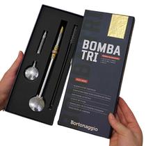 Bomba Para Chimarrão Modelo Tri 3x1 Bojo Mola Normal e 1000 Furos Bortonaggio