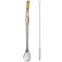 Bomba Para Mate Chimarrão ou Terere 24cm Inox Ouro 18k Pera Bomba Para Mate Chimarrão ou Terere 24cm Inox Ouro 18k Pera