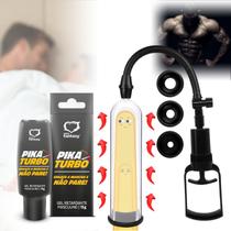 Bomba Peniana Manual A Vácuo Anel Peniano Com Gel Pika Turbo Prolongador de Ereção Retardante De Ejaculação Masculino Kit Pra Homens - Sexy Import