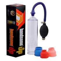 Bomba Peniana Manual A Vácuo Handsome Up Extensor Peniano com 3 Anéis Peniano Silicone
