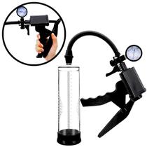 Bomba Peniana Manual Com Gatilho Desenvolvedora e Manometro Pressão Embutido Sex Shop