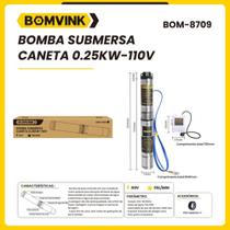 Bomba Submersa Caneta 0,25KW 110v BOMVINK BOM-870