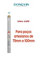 Bomba Submersa Dongyin 1/4cv p/poço 75mm e 100mm