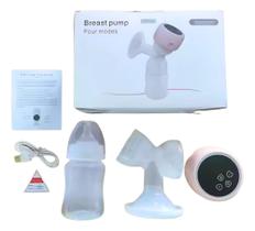 Bomba Sucção Tira Leite Elétrica LED 3 Modos 9 Níveis De Intensidade Portátil Mamadeira E Bico180ml