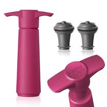 Bomba Vacu Vin para Conservación de Vino Rosa con Tapones Vacío - Mantén tu Vino Fresco Hasta por 10 Días - 1 Bomba 2 Tapones - Reutilizable - Fabricado en los Países Bajos