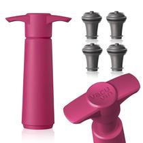 Bomba Vacu Vin Wine Saver azul com tampa de vinho a vácuo Mantenha seu vinho fresco por até 10 dias 1 bomba com 4 rolhas Reutilizável Fabricada na Holanda