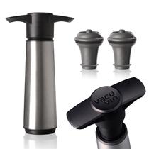 Bomba Wine Saver Vacu Vin em aço inoxidável com 2 tampas de vácuo