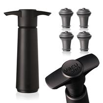 Bomba Wine Saver Vacu Vin preta com tampa de vácuo x4