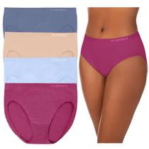 Bombachas ELLEN TRACY tipo culotte de corte alto para mujer, pack de 4, ciruela/azul, talle chico
