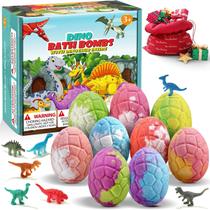 Bombas de banho Qivatex Dino Family com brinquedos de dinossauro, pacote com 9 unidades para crianças