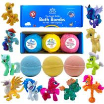 Bombas de banho Relaxcation Surprise com brinquedos de pônei, 3 peças para crianças Bombas de banho Relaxcation Surprise com brinquedos de pônei, 3 peças para crianças